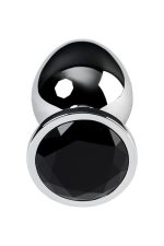 Silver anal plug TOYFA Metal with black round-shaped gem - obrazek 3