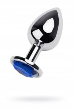 Silver anal plug TOYFA Metal with blue round-shaped gem - obrazek 3