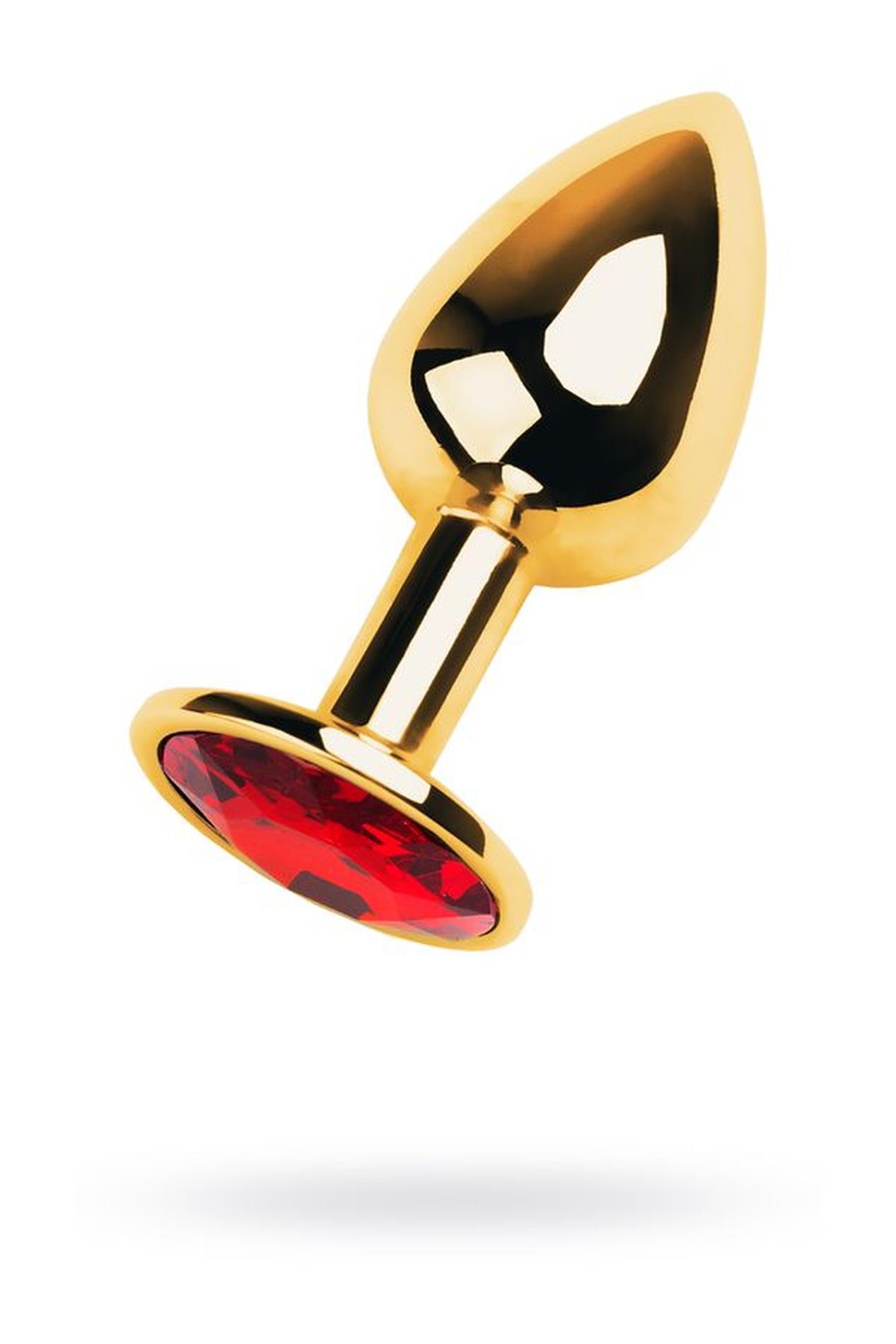 39-717004-9_01 Gold anal plug with gem, red - obrazek 1