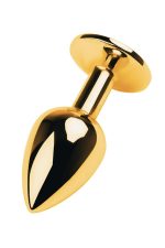 Gold anal plug with gem, red - obrazek 2