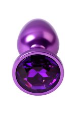 Purple anal plug TOYFA Metal with purple round-shaped gem - obrazek 3