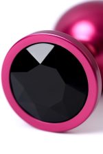 Red anal plug TOYFA Metal with black gem - obrazek 8
