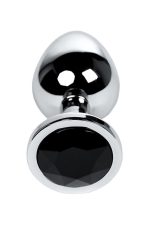 Silver anal plug TOYFA Metal with black round-shaped gem - obrazek 2