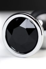 Silver anal plug TOYFA Metal with black round-shaped gem - obrazek 6