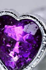 Silver anal plug with purple gem heart-shaped - obrazek 8