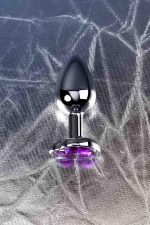 Silver anal plug with purple gem heart-shaped - obrazek 10