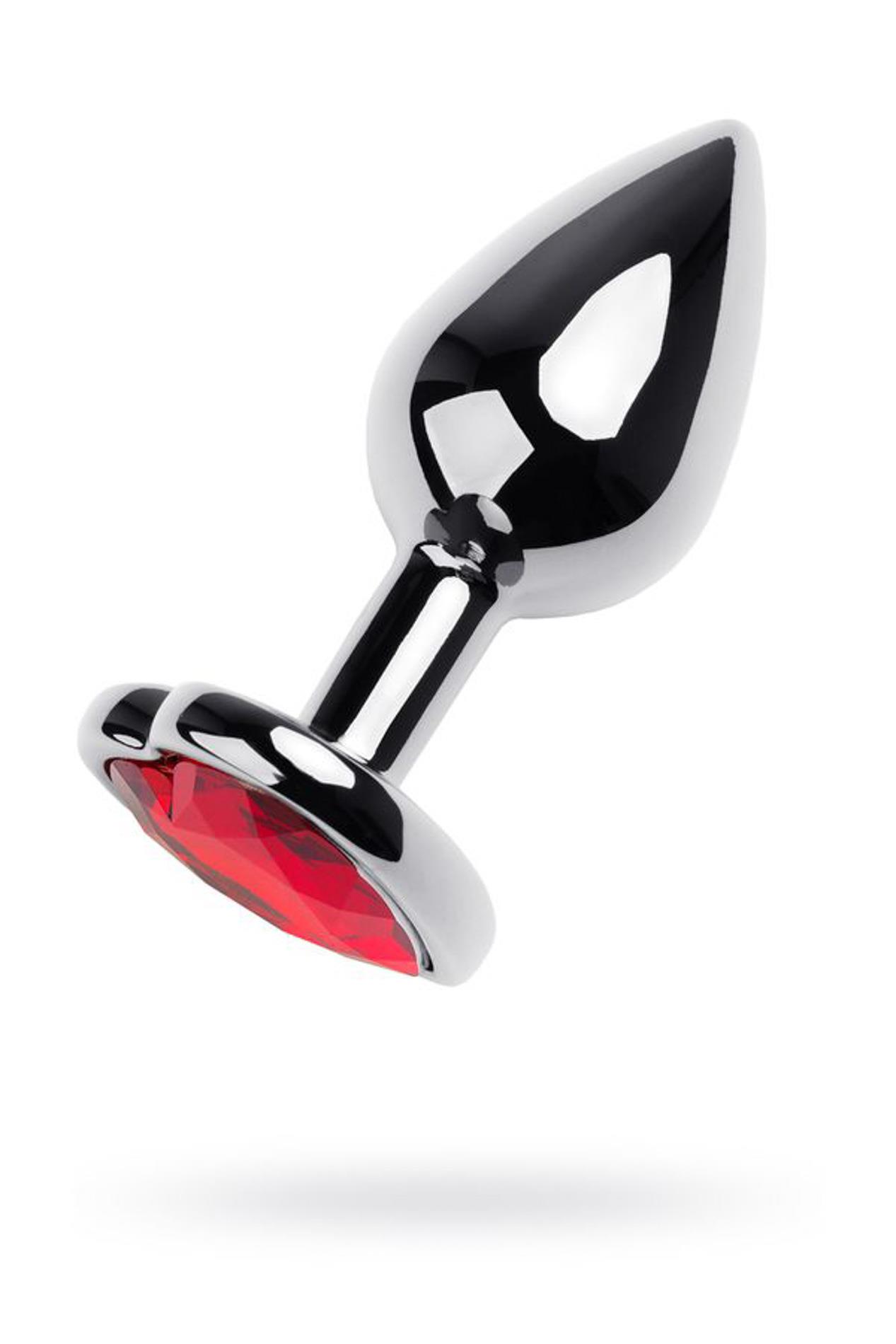 39-717013-9_01 Silver anal plug with pink gem heart-shaped - obrazek 1