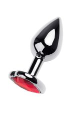Silver anal plug with pink gem heart-shaped - obrazek 2