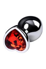 Silver anal plug with pink gem heart-shaped - obrazek 5