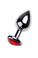 Silver anal plug TOYFA Metal with red heart-shaped gem - obrazek 2