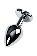 Silver anal plug TOYFA Metal with red heart-shaped gem - obrazek 3