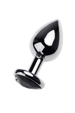 Silver anal plug TOYFA Metal with black heart-shaped gem, length 7 cm, diameter 1,8-3,3 cm, weight 92 gr - obrazek 2