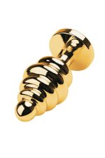 Golden anal plug with  black gem - obrazek 3