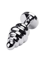 Silver anal plug with red gem - obrazek 3