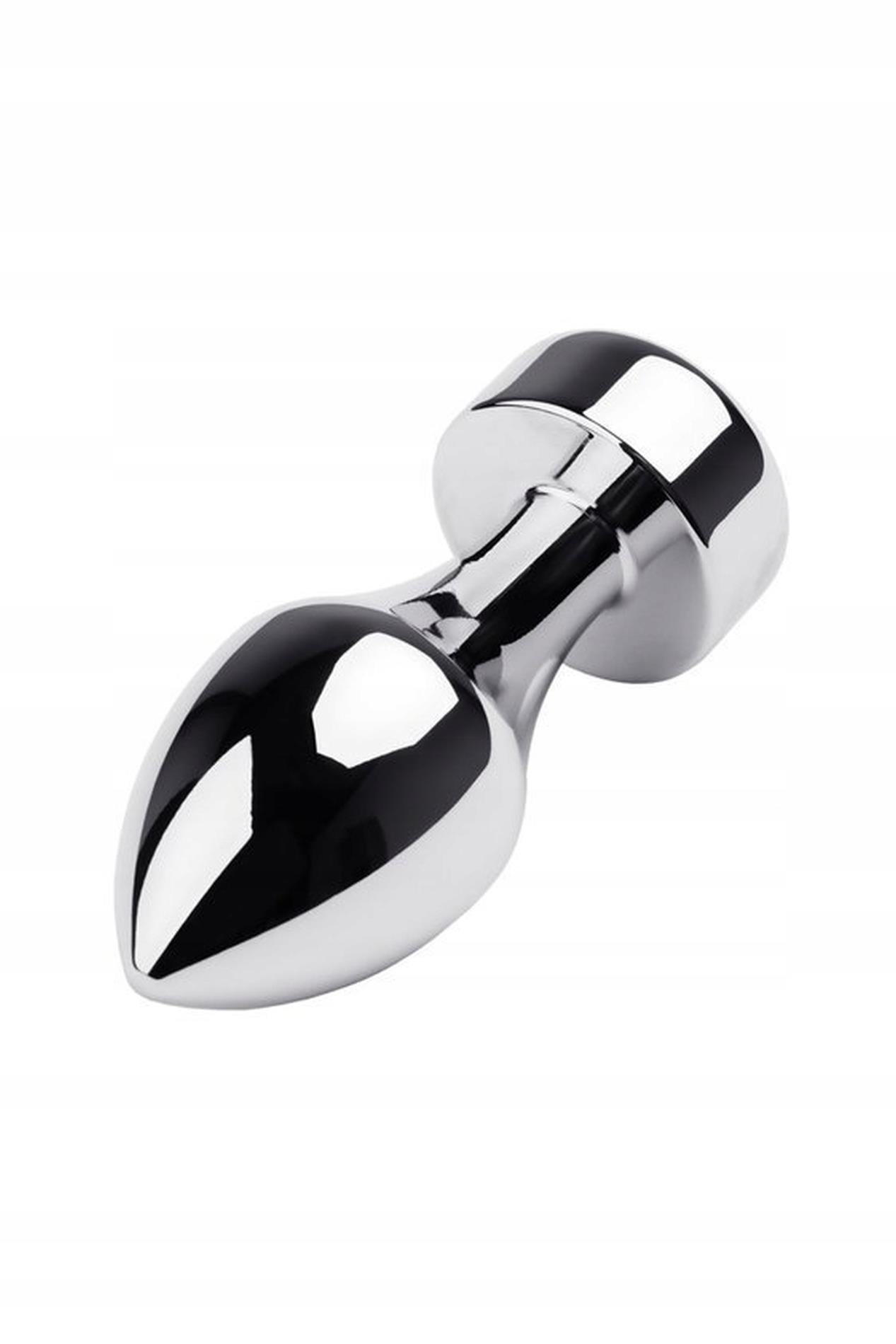 39-717031-10_01 Silver anal plug TOYFA Metal with white round-shaped gem - obrazek 1