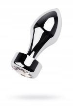 Silver anal plug TOYFA Metal with white round-shaped gem - obrazek 2