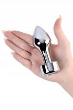 Silver anal plug TOYFA Metal with white round-shaped gem - obrazek 3