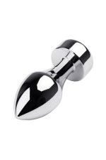 Silver anal plug TOYFA Metal with black round-shaped gem, length 8,2 cm, diameter 2,5-3,8 cm, weight 210 gr - obrazek 2