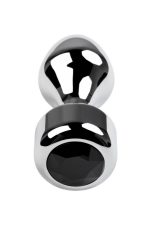 Silver anal plug TOYFA Metal with black round-shaped gem, length 8,2 cm, diameter 2,5-3,8 cm, weight 210 gr - obrazek 3