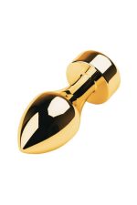 Gold anal plug TOYFA Metal with white round-shaped gem , length 7 cm, diameter 2-3,5 cm, weight 140 gr - obrazek 3