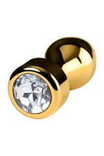 Gold anal plug TOYFA Metal with white round-shaped gem , length 7 cm, diameter 2-3,5 cm, weight 140 gr - obrazek 5