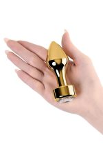 Gold anal plug TOYFA Metal with white round-shaped gem , length 7 cm, diameter 2-3,5 cm, weight 140 gr - obrazek 6