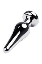 Silver anal plug TOYFA Metal with white round-shaped gem, length 9 cm, diameter 1,5-4 cm, weight 205 gr - obrazek 3