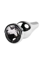 Silver anal plug TOYFA Metal with white round-shaped gem, length 9 cm, diameter 1,5-4 cm, weight 205 gr - obrazek 4