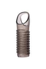 ToyFa XLover, Penis sleeve, for enlargement, TPE, transparent black, 11 cm - obrazek 3