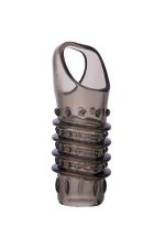 ToyFa XLover, Penis sleeve, for enlargement, TPE, transparent black, 10,5 cm - obrazek 2