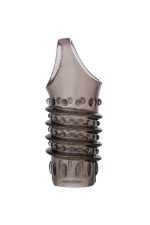 ToyFa XLover, Penis sleeve, for enlargement, TPE, transparent black, 10,5 cm - obrazek 3