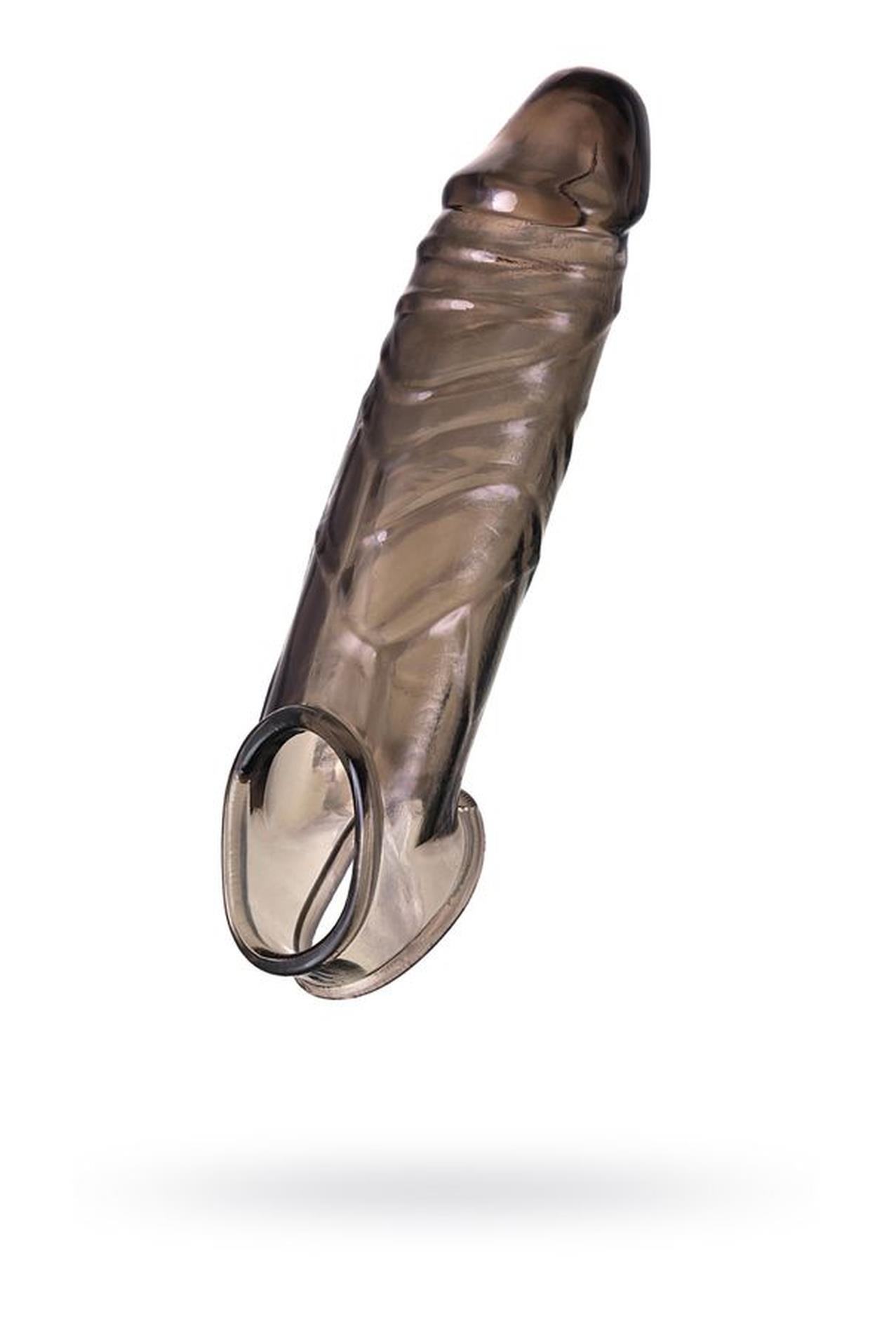 39-748025_01 ToyFa XLover, Penis sleeve, for enlargement, TPE, transparent black, 15,5 cm - obrazek 1