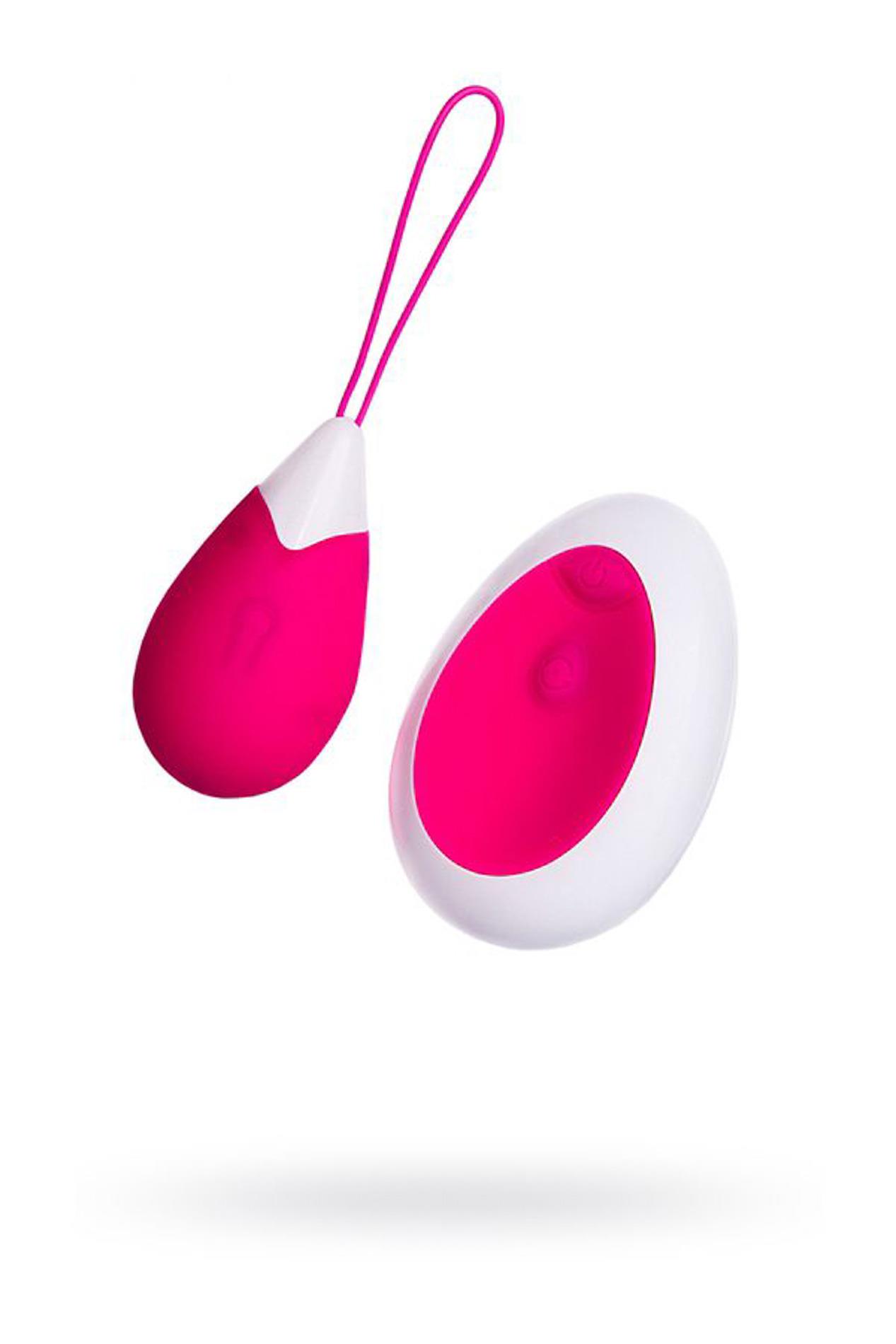 39-764003_01 A-TOYS, Vibrating egg with remote control, silicone, pink and white, 12 cm - obrazek 1