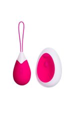 A-TOYS, Vibrating egg with remote control, silicone, pink and white, 12 cm - obrazek 2
