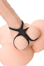 A-TOYS Triple penis ring KRAKEN, silicone, black, 10 cm - obrazek 7