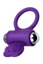 JOS PERY, Vibrating ring with cilia, silicone, violet, 9 cm - obrazek 3