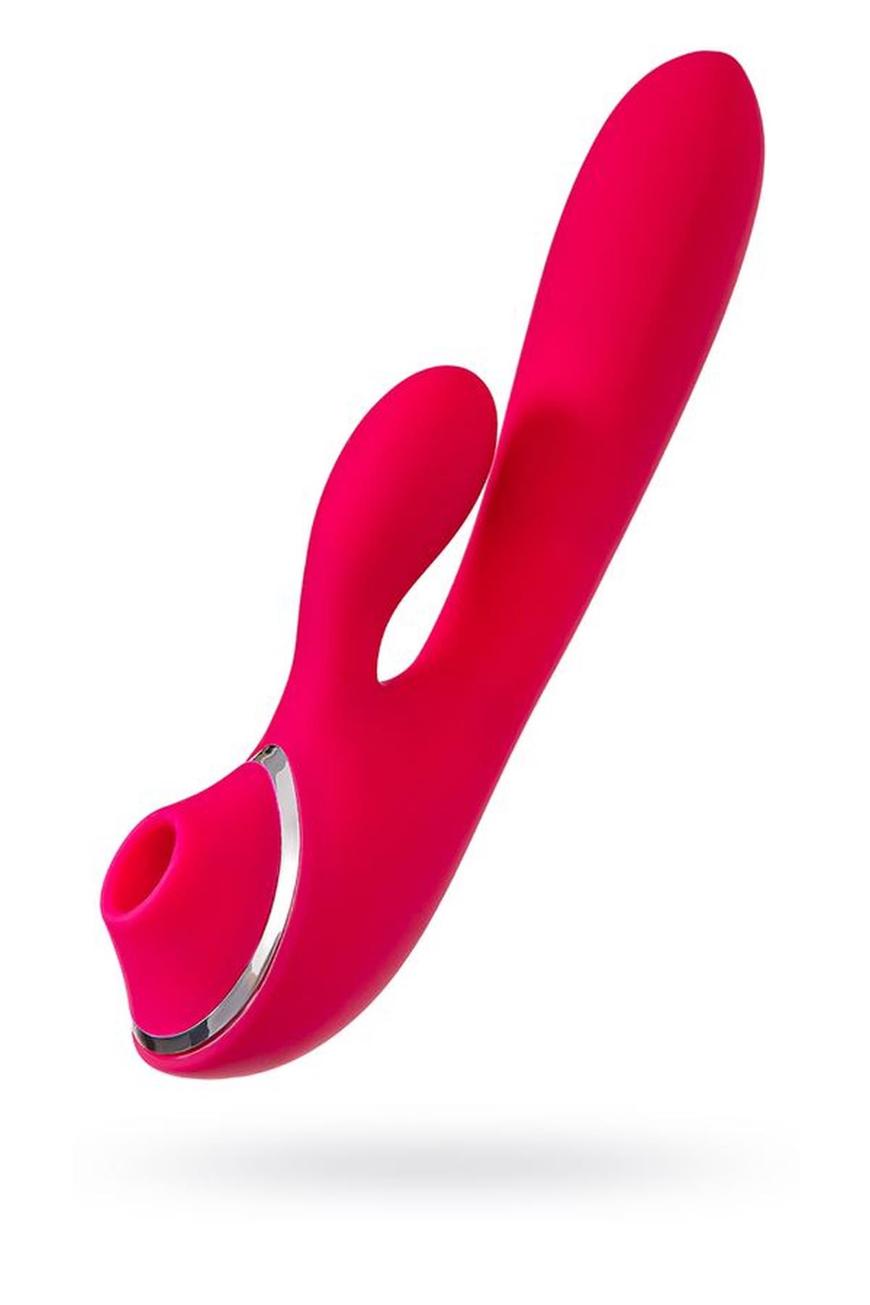 39-783054_01 JOS Vibrator with clitoral stimulator JOS Doobl, silicone, pink, 20 cm - obrazek 1
