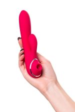 JOS Vibrator with clitoral stimulator JOS Doobl, silicone, pink, 20 cm - obrazek 6