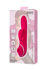 JOS Vibrator with clitoral stimulator JOS Doobl, silicone, pink, 20 cm - obrazek 9