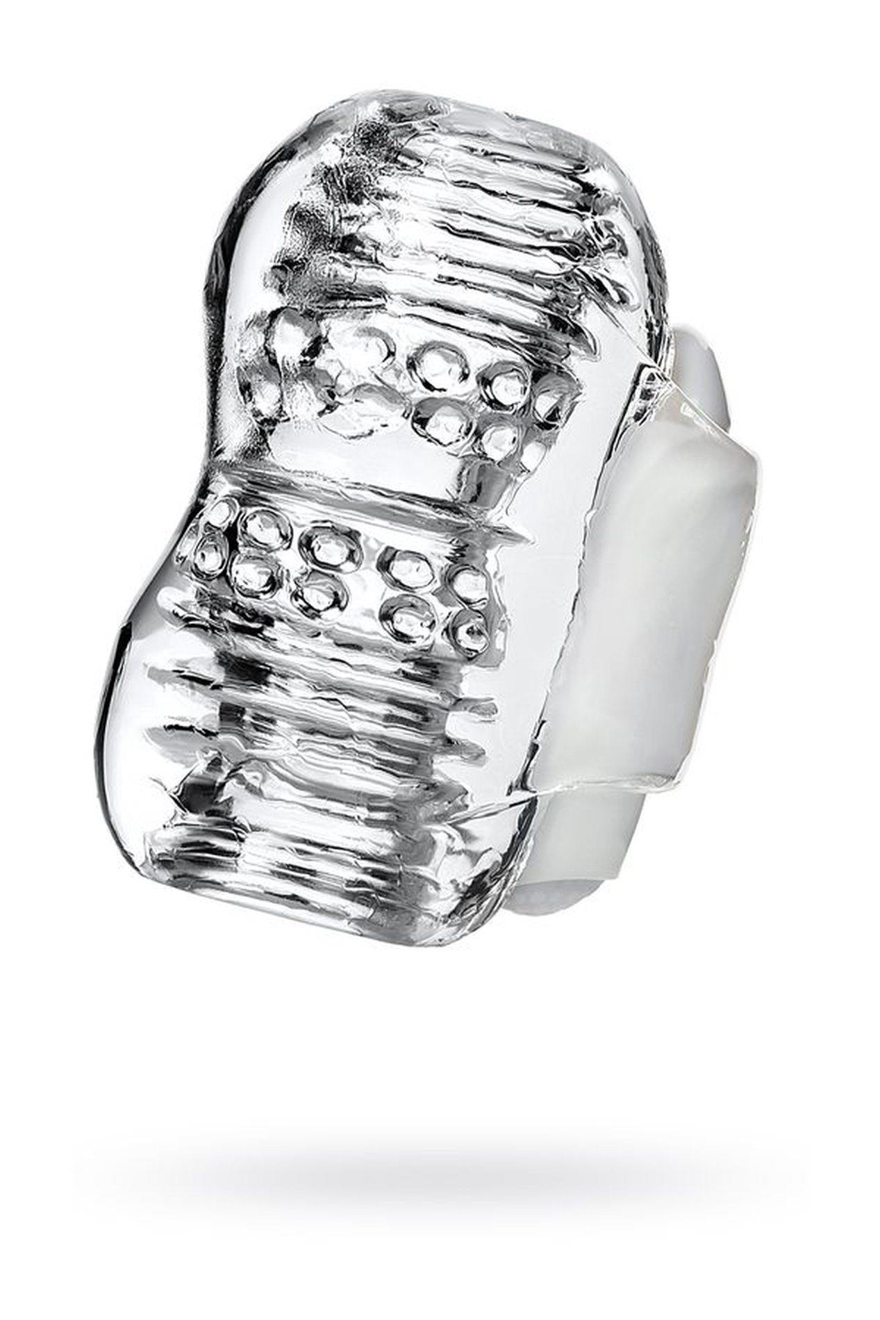 39-880201_01 Lingam Khani, Vibrating Masturbator, TPE, Transparent, 9 cm - obrazek 1