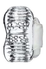 Lingam Khani, Vibrating Masturbator, TPE, Transparent, 9 cm - obrazek 3