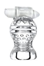 Lingam Shakti, Vibrating Masturbator, TPE, Transparent, 9 cm - obrazek 3