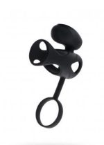 Black & Red, Penis ring with vibration, clitoral stimulation, silicone, black 14.5 cm - obrazek 2