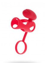 Black & Red, Penis ring with vibration, clitoral stimulation, silicone, red 14.5 cm - obrazek 2