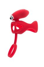 Black & Red, Penis ring with vibration, clitoral stimulation, silicone, red 14.5 cm - obrazek 3