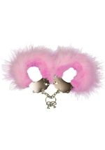 Kajdanki-Śmieszna zabawka-kadanki - Metallic Handcuffs,Feather Cov.. Pink - obrazek 2