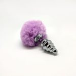 Metal Anal Fluffy Twist Plug M pink - obrazek 2