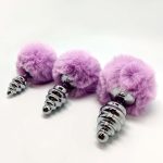 Metal Anal Fluffy Twist Plug M pink - obrazek 3