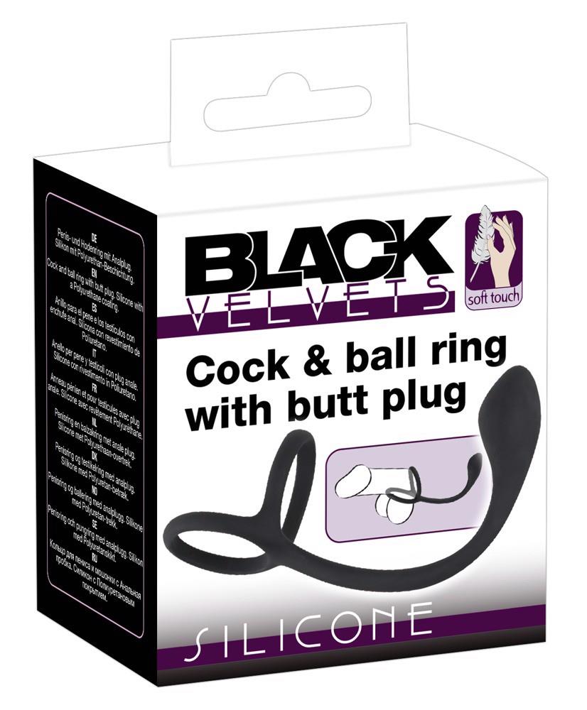42-05329750000 Black Velvets Cock + Ball ring - obrazek 1