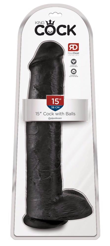 42-05446800000 King Cock 15" Cock w Balls Dar - obrazek 1